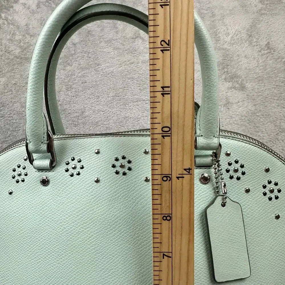 Coach Seaglass Mint Green Studded Sierra Satchel Bag With Crossbody Strap‎